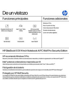 HP EliteBook 6 G1i 14 inch Notebook AI PC Wolf Pro Security Edition Intel Core Ultra 7 255U Portátil 35,6 cm (14") WUXGA 16 GB D