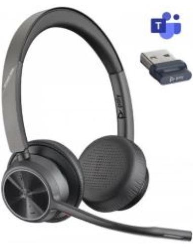 auriculares de diadema con microfono voyager 4320 usb-a + bluetooth 700 dongle microsoft teams certified