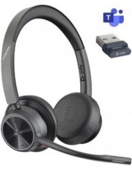 auriculares de diadema con microfono voyager 4320 usb-a + bluetooth 700 dongle microsoft teams certified