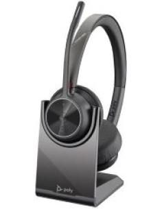 auriculares de diadema con microfono voyager 4320-m bluetooth 700 dongle + stand de carga microsoft teams certified