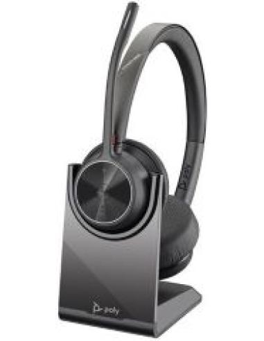 auriculares de diadema con microfono voyager 4320-m bluetooth 700 dongle + stand de carga microsoft teams certified