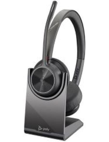 auriculares de diadema con microfono voyager 4320-m bluetooth 700 dongle + stand de carga microsoft teams certified