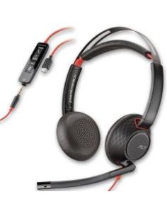 auriculares de diadema con microfono blackwire 5220 estereo usb-c + mini jack 3.5mm y adaptador a usb-a