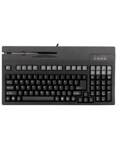 teclado con cable ps/2 de 105 teclas con lector de banda magnetica hasta 3 pistas formato normal negro