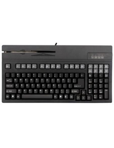 teclado con cable ps/2 de 105 teclas con lector de banda magnetica hasta 3 pistas formato normal negro