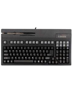 teclado con cable usb de 105 teclas formato reducido con lector de banda magnetica 3 pistas integrado negro
