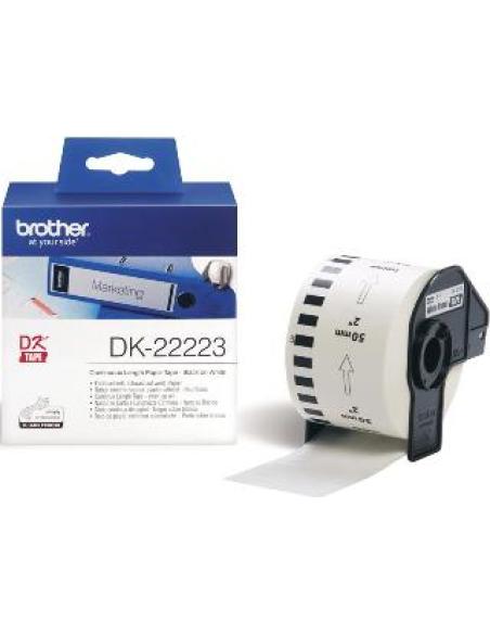 cinta continua de papel termico texto negro sobre fondo blanco ancho 50mm bobina 30,48 metros