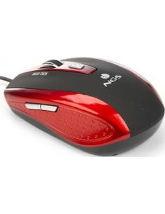 raton tick con cable usb optico 6 botones 1.600dpi negro/rojo