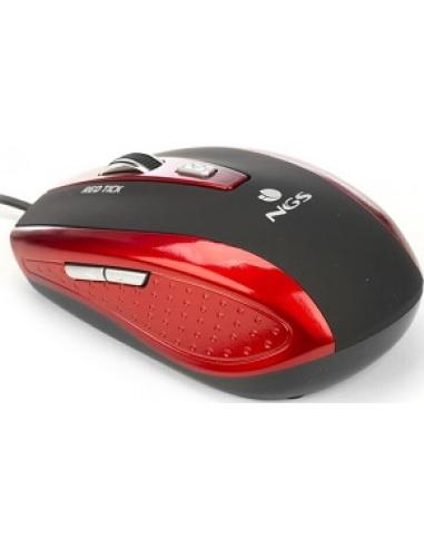raton tick con cable usb optico 6 botones 1.600dpi negro/rojo