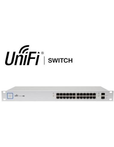 switch 24 puertos rj45 10/100/1000mbps 24 puertos poe 250w 2 puertos sfp rack us-24-250w