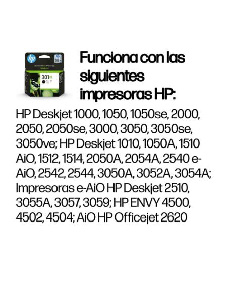 HP Cartucho de tinta original 301XL de alta capacidad negro