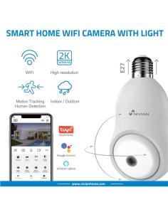 CAMARA VIGILANCIA NIVIAN TIPO BOMBILLA ROTATIVA WIFI / 2K / E27 / MICROFONO - ALTAVOZ / MICROSD HASTA 128GB / EXTERIOR CUBIERTO 