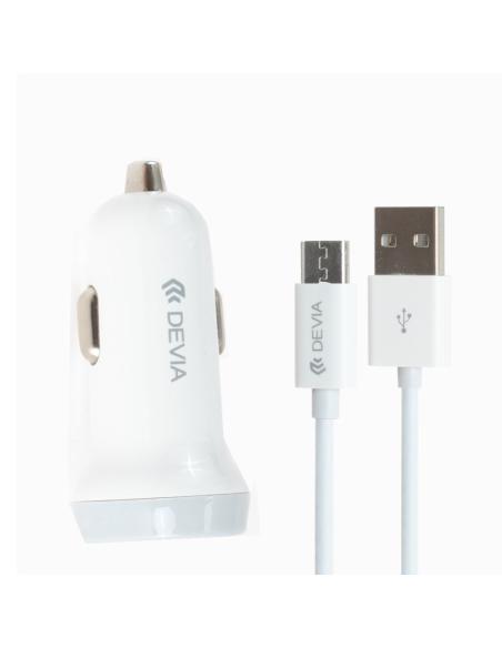 DEVIA CARGADOR COCHE DUAL USB 3.1A + CABLE TIPO C BLANCO
