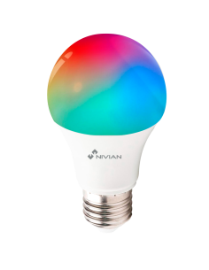 BOMBILLA INTELIGENTE NIVIAN RGB / WIFI / 800 LUX / 9W / FUNCION TEMPORIZADOR / COMPATIBLE CON TUYA SMART - ALEXA - ASISTENTE GOO