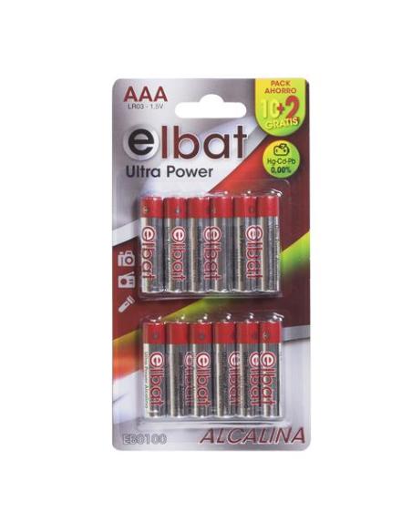 PILAS ALKALINAS ELBAT AAA LR03 PACK 10+2 UND. / EB0100