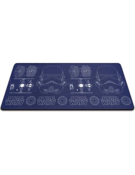 ALFOMBRILLA XL SOBREMESA STAR WARS PLANO AZUL CASCO STORMTROOPER Y TIE FIGHTER 35 X 80 cm