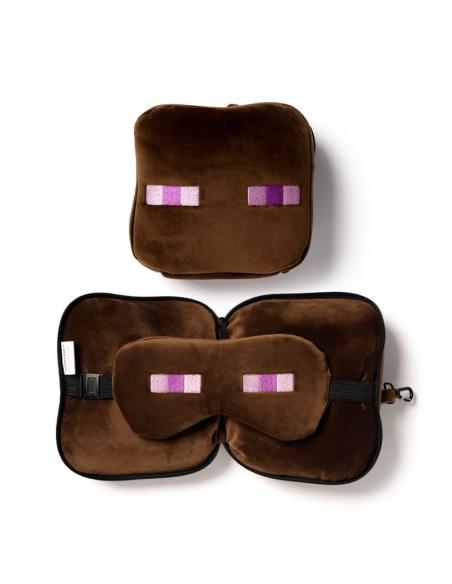 ALMOHADA VIAJE CON ANTIFAZ MINECRAFT ENDERMAN / 95% POLIESTER - 5% SPANDEX / CON CREMALLERA PARA GUARDAR EL ANTIFAZ