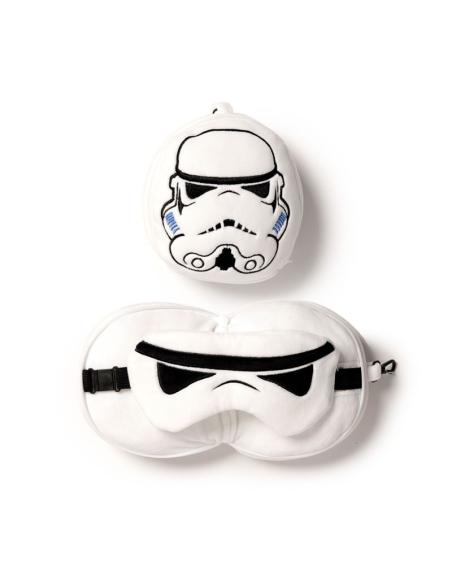 ALMOHADA VIAJE CON ANTIFAZ STAR WARS STORMTROOPER / 95% POLIESTER - 5% SPANDEX / CON CREMALLERA PARA GUARDAR EL ANTIFAZ