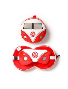 ALMOHADA VIAJE CON ANTIFAZ CARAVANA VOLSKWAGEN VW T1 CAMPER ROJA / 95% POLIESTER - 5% SPANDEX / CON CREMALLERA PARA GUARDAR EL A