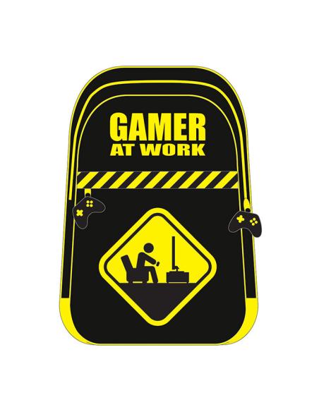 MOCHILA VIAJE NEGRA-AMARILLA PYR LICENCIA GAMING GAMER AT WORK