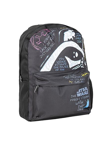 MOCHILA STAR WARS FRASES ICONICAS NEGRA