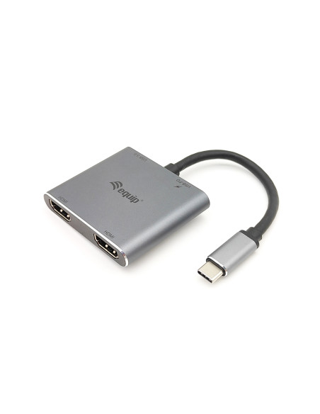 Equip Adaptador USB-C 4 en 1 Dual HDMI, USB 3.0, 100W USB PD