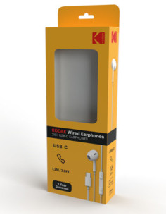 Kodak 30425743 auricular y casco Auriculares Alámbrico Dentro de oído Llamadas Música USB Tipo C Blanco 2