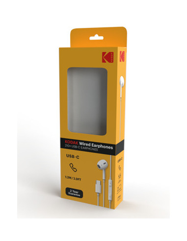Kodak 30425743 auricular y casco Auriculares Alámbrico Dentro de oído Llamadas Música USB Tipo C Blanco