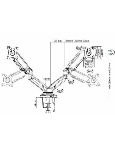 Equip Soporte de sobremesa para dos monitores interactivos de 17"-32