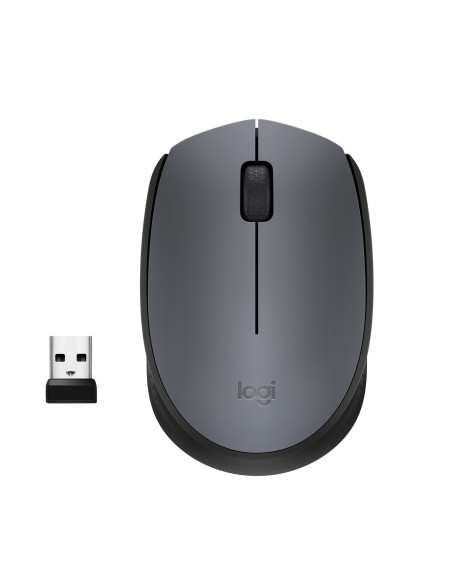 Logitech M170 Grey-K ratón Oficina Ambidextro RF inalámbrico Óptico 1000 DPI