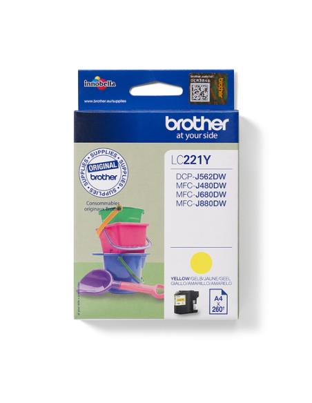 Brother LC221YBP cartucho de tinta 1 pieza(s) Original Rendimiento estándar Amarillo