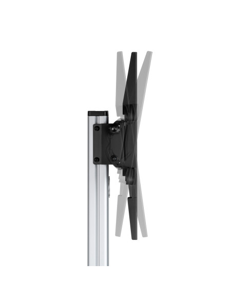 AISENS Floor Stand with Wheel, DVD Tray for Monitor TV 50Kg from 37-86, Black-Silver