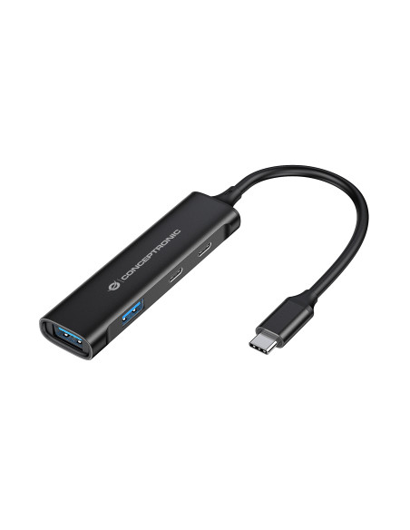 Conceptronic HUBBIES12B hub de interfaz USB 3.2 Gen 1 (3.1 Gen 1) Type-C 5000 Mbit s Negro