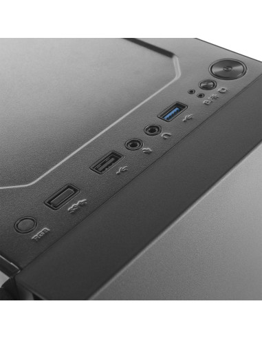 Mars Gaming MCN2, Caja PC Gaming ATX, Ventana Lateral Completa, Rejilla Delantera, Diseño Cámara Dual, Ventilador Trasero 12cm,