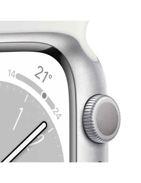 Apple Watch Series 8 OLED 41 mm Digital 352 x 430 Pixeles Pantalla táctil Plata Wifi GPS (satélite)