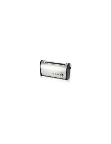 TOSTADOR DE PAN HAEGER DESAYUNO 1000W RECALENTADO DESCONGELADO EXTERIOR ACERO INOX GRIS TO-100.009A