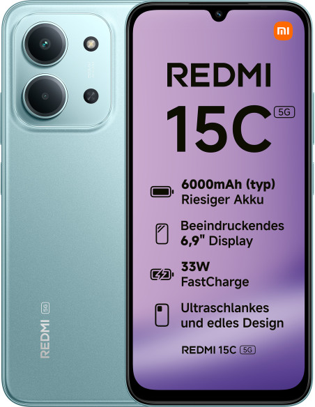 Xiaomi Redmi 15C 17,5 cm (6.9") 5G USB Tipo C 4 GB 128 GB 6000 mAh Verde