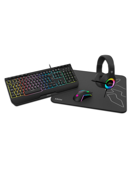 Krom Kenya teclado Ratón incluido Juego USB Negro