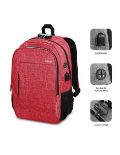 SUBBLIM Mochila para Portátil Urban Lock Backpack 16" Red 2