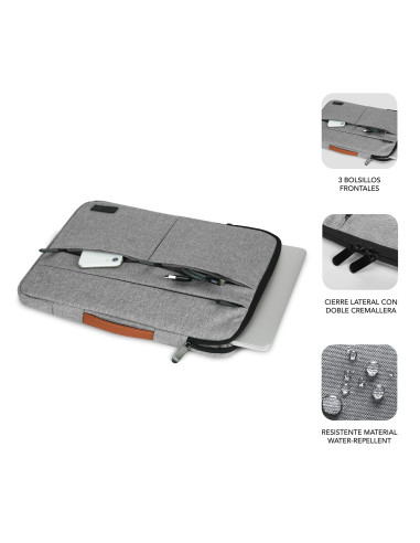 SUBBLIM Funda Air Padding 360 Sleeve 15,6" Light Grey