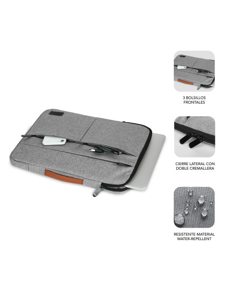 SUBBLIM Funda Air Padding 360 Sleeve 15,6" Light Grey