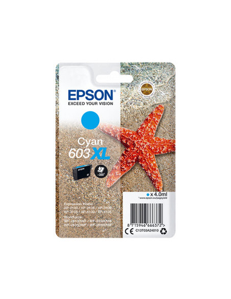 Epson 603XL cartucho de tinta 1 pieza(s) Original Alto rendimiento (XL) Cian