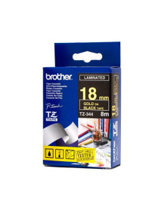 Brother TZ-344 cinta para impresora de etiquetas Oro sobre negro