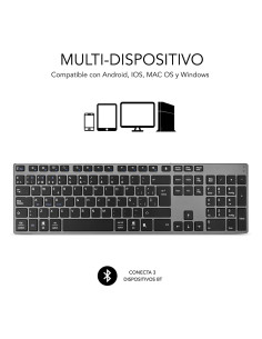 SUBBLIM Teclado Wireless Bluetooth Aluminio Advance Extended Grey 2