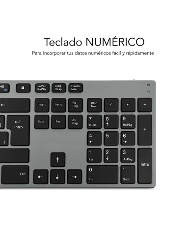SUBBLIM Teclado Wireless Bluetooth Aluminio Advance Extended Grey