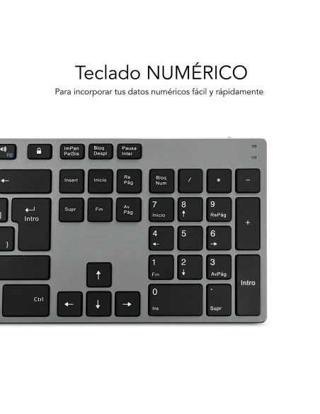 SUBBLIM Teclado Wireless Bluetooth Aluminio Advance Extended Grey