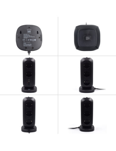 Ewent EW3862 base múltiple 2 m 11 salidas AC Interior Negro