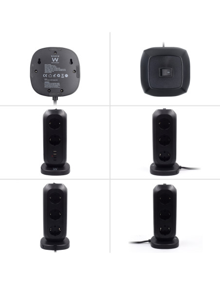 Ewent EW3862 base múltiple 2 m 11 salidas AC Interior Negro