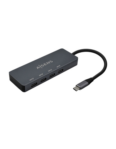 AISENS Hub USB3.2 Gen1 5G USB-C, USB-C M-4xUSB-C H, Gris, 15cm