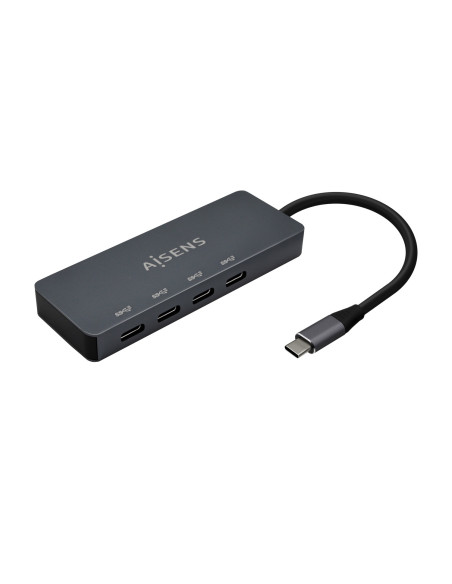 AISENS Hub USB3.2 Gen1 5G USB-C, USB-C M-4xUSB-C H, Gris, 15cm